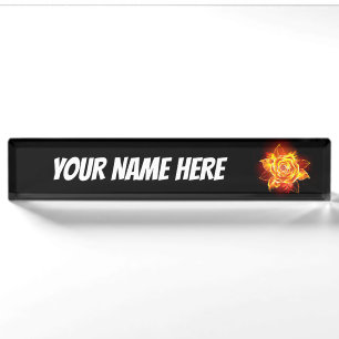 Blooming Fire Rose Nameplate