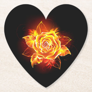 Blooming Fire Rose Paper Coaster