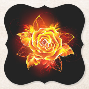 Blooming Fire Rose Paper Coaster