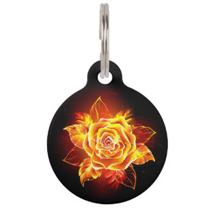 Blooming Fire Rose Pet Tag
