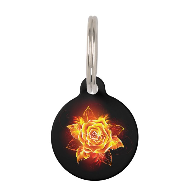 Blooming Fire Rose Pet Tag (Front)
