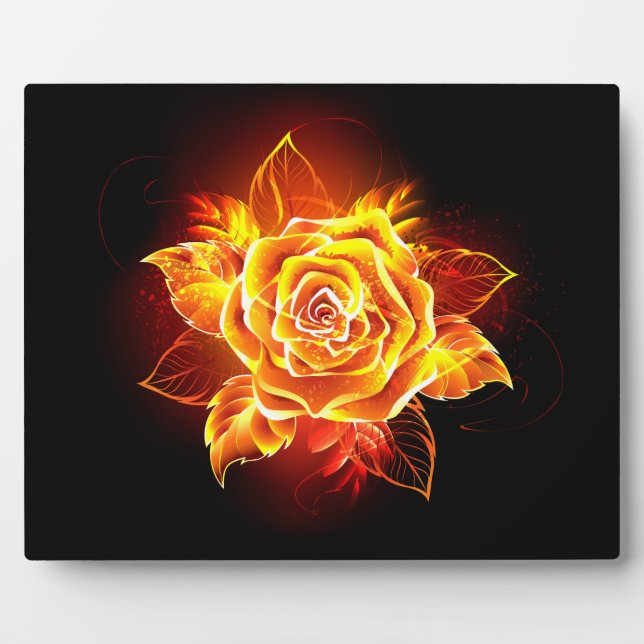 Blooming Fire Rose Plaque (Front)