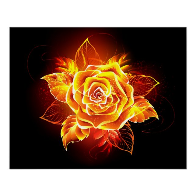 Blooming Fire Rose Poster (Front)