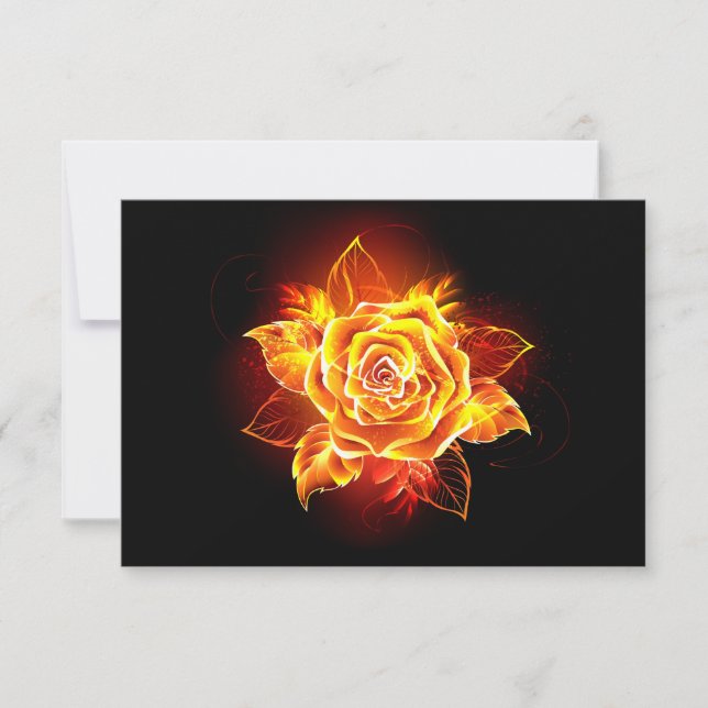 Blooming Fire Rose RSVP Card (Front)