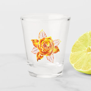 Blooming Fire Rose Shot Glass