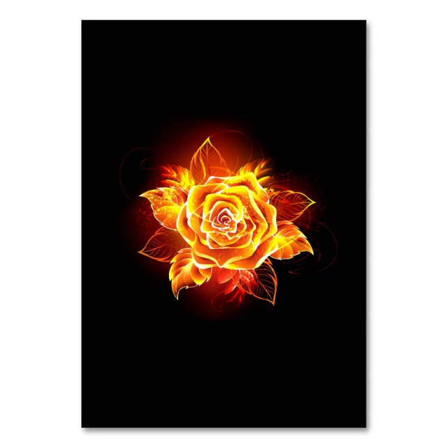 Blooming Fire Rose Table Number (Front)