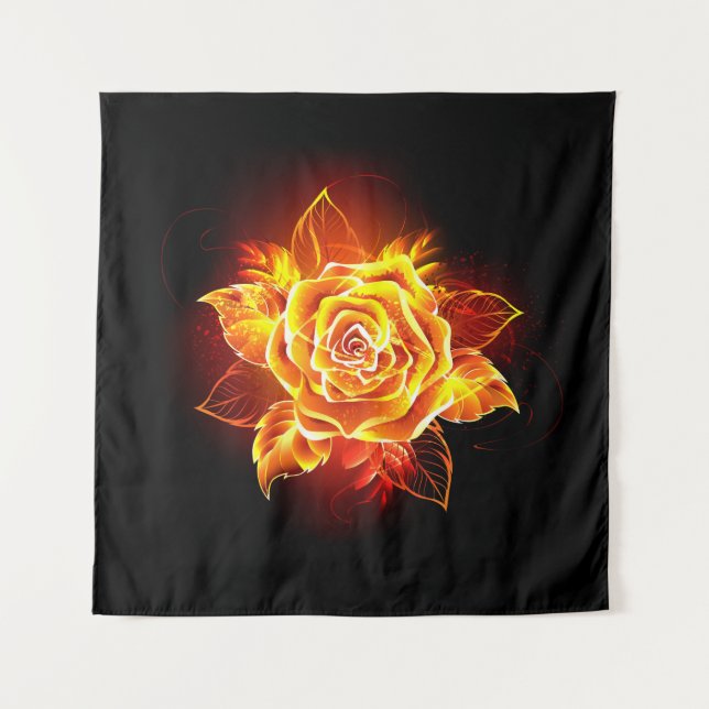 Blooming Fire Rose Tapestry (Front)