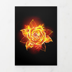 Blooming Fire Rose Tri-Fold Card