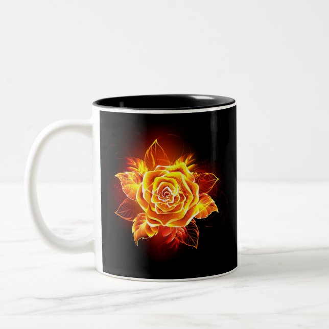 Blooming Fire Rose Two-Tone Coffee Mug (Left)