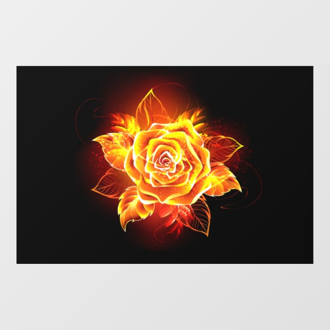 Blooming Fire Rose Window Cling (Sheet)