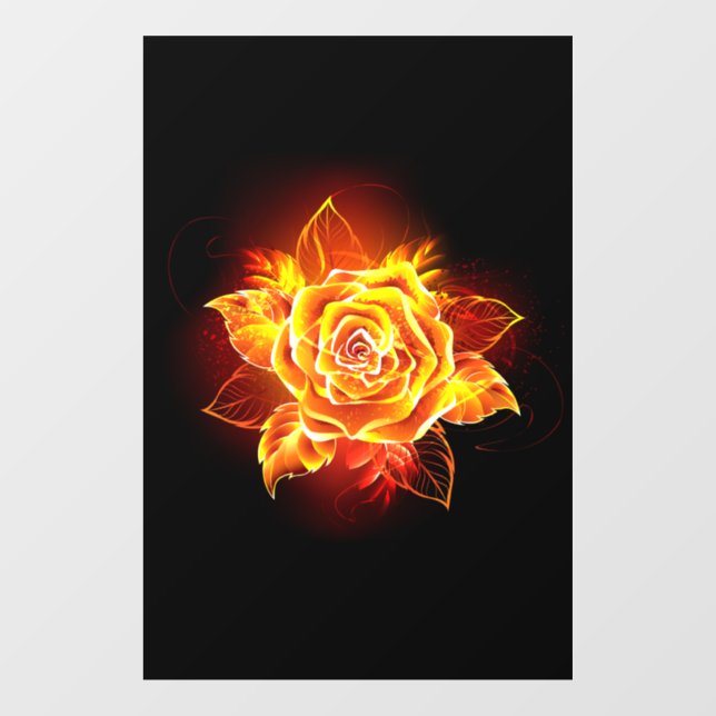 Blooming Fire Rose Window Cling (Sheet)