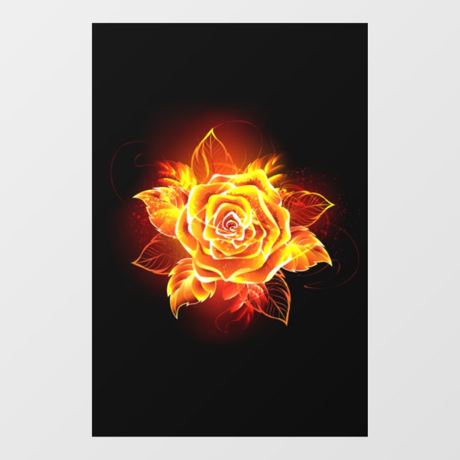 Blooming Fire Rose Window Cling (Sheet)