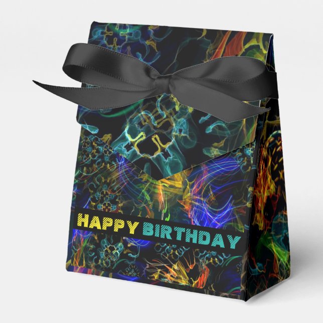 Blooming Fireworks Exotic Explosion Birthday Favor Box (Front Side)