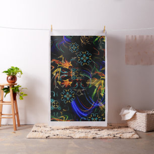 Blooming Fireworks Folk Art Fabric