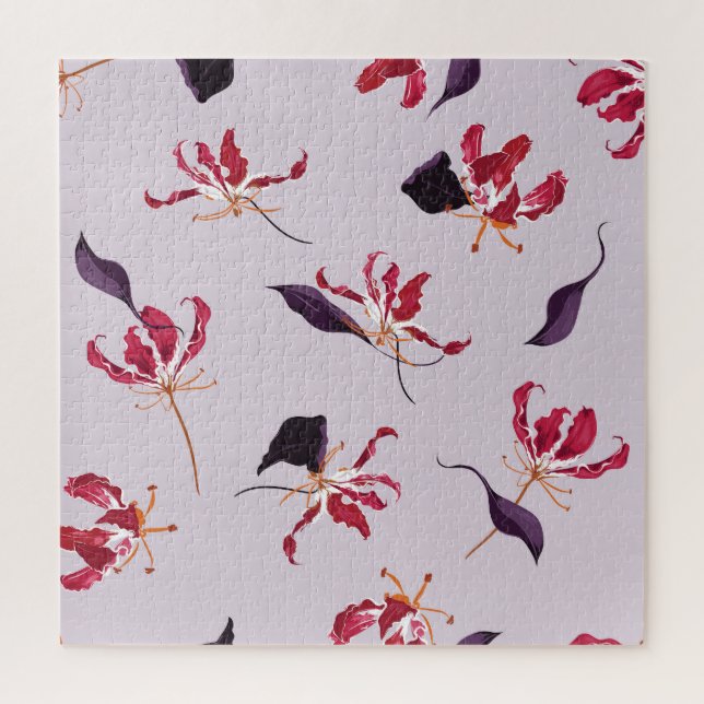 Blooming Flame Lily: Floral Garden Pattern. Jigsaw Puzzle (Vertical)