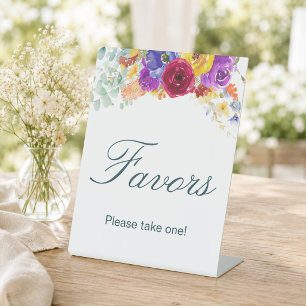 Blooming Floral Bridal Shower Favours Pedestal Sign