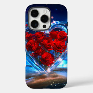 Blooming Floral Heart Crystal iPhone 16 Pro Case