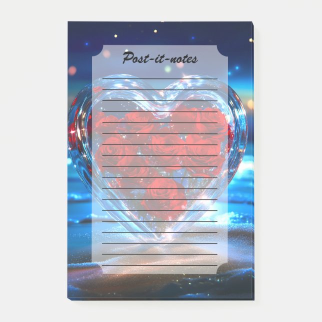 Blooming Floral Heart Crystal Post-it Notes (Front)