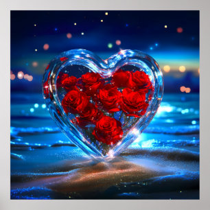 Blooming Floral Heart Crystal Poster