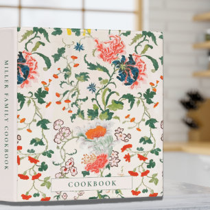 Blooming Floral Pattern Vintage Style Cookbook Binder