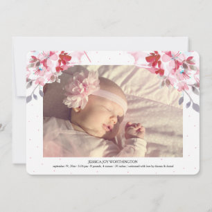 Blooming Floral Photo Birth Announcement
