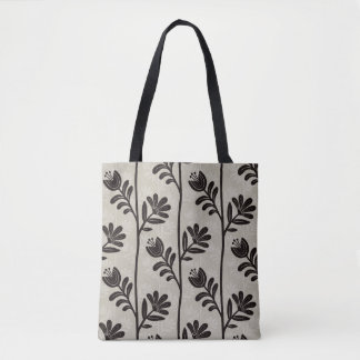 Blooming Floral Silhouette L black flowers Tote Bag