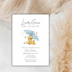 Blooming Flower Rain Boots Umbrella  Baby Shower  Invitation
