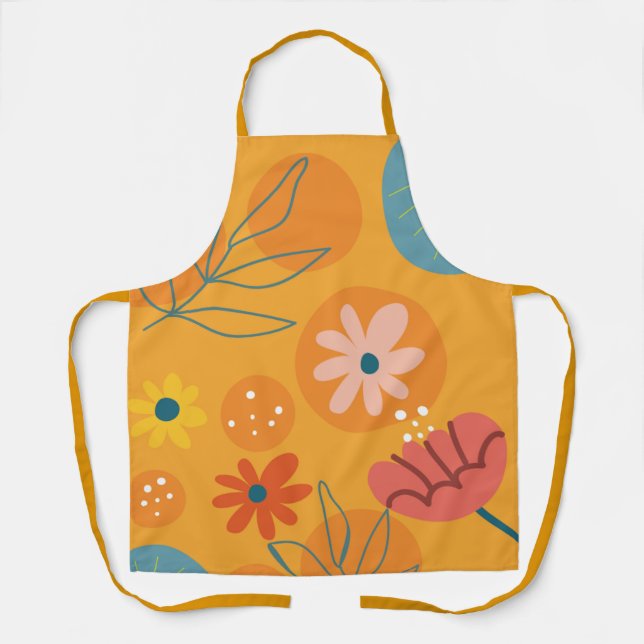 Blooming Flowers All Over Print Apron (Front)