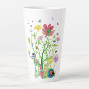 Blooming Flowers for Wild Bees and Bumblebees  Latte Mug