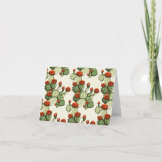 Blooming Flowers Green Cactus Plant Thank You Card
