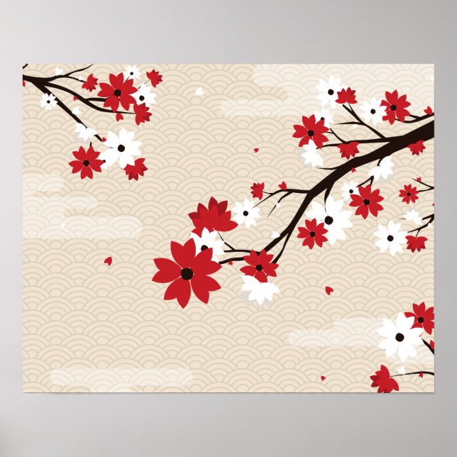 Blooming flowers poster (Front)