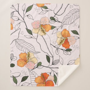 Blooming Flowers. Realistic isolated seamless flow Sherpa Blanket