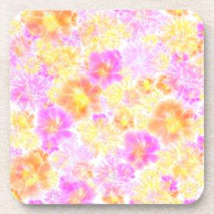 Blooming Flowers Shibori Floral Tie Dye Pattern   Coaster