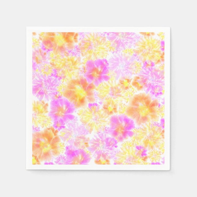 Blooming Flowers Shibori Floral Tie Dye Pattern    Napkin (Front)