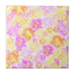 Blooming Flowers Shibori Floral Tie Dye Pattern   Tile<br><div class="desc">Tie dye blooming flowers fashion trend design pattern home decor,  phone cases,  rugs,  blankets,  curtains,  pillows.
Modern korean aesthetic orchid floral tie dye pattern in saturated pink,  yellow,  peach,  orange colour. Shiburi dye style pattern home decor. Tiedye flower pattern,  rainbow tie dye colours</div>