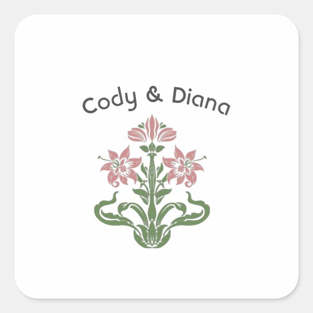 Blooming for [Couple's Names]' Wedding  Square Sticker (Front)