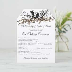 Blooming Forest Vintage Love Birds Wedding Program