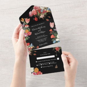 Blooming Garden Dark & Moody Wedding Kessel All In One Invitation
