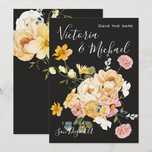 Blooming Garden Floral Dark & Moody Save the date Invitation