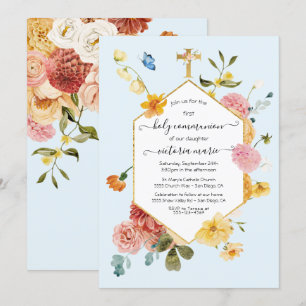 Blooming Garden Floral Light & Airy 1st Communion  Invitation