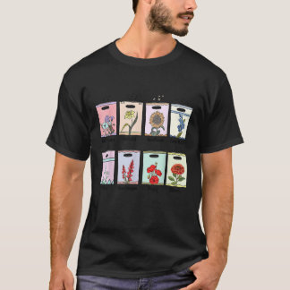 Blooming Garden Seed Packet Vintage Floral Illustr T-Shirt