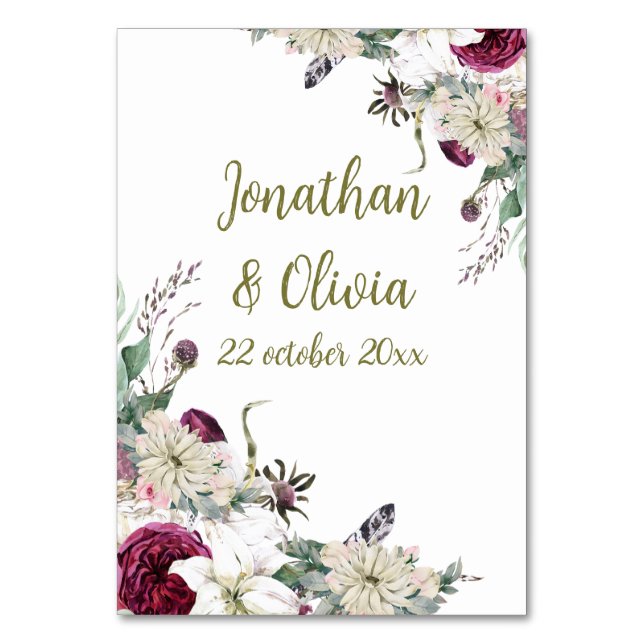 Blooming Garden Symphony Table Number (Back)