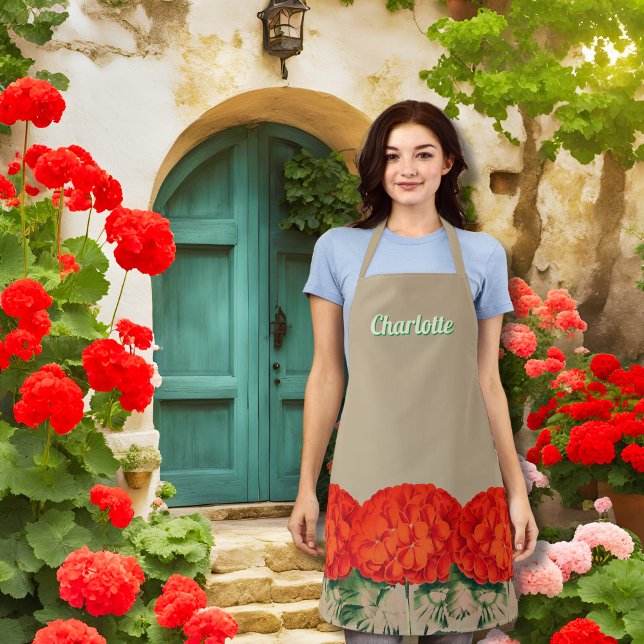 Blooming Geraniums Personalized Apron (Creator Uploaded)