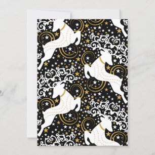 Blooming Golden Christmas Floral Deer Holiday Card