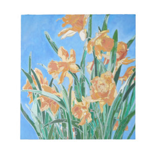 Blooming Golden Daffodils Bold Line Art Notepad