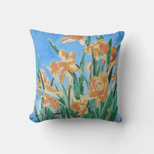 Blooming Golden Daffodils Bold Line Art Throw Pillow