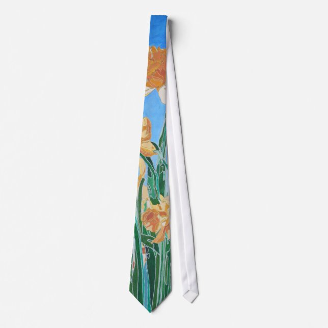 Blooming Golden Daffodils Bold Line Art Tie (Front)
