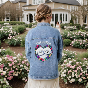Blooming Heart Bichon KiniArt  Denim Jacket