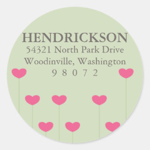 Blooming Heart Round Address Label