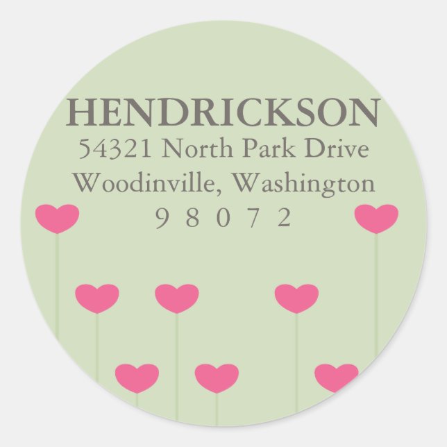 Blooming Heart Round Address Label (Front)